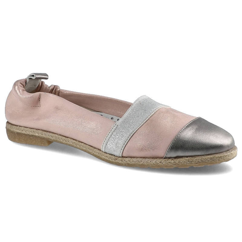 Półbuty damskie Lamelia, wsuwane ze skóry naturalnej i na płaskiej podeszwie, różowe przecierane, 40C1169