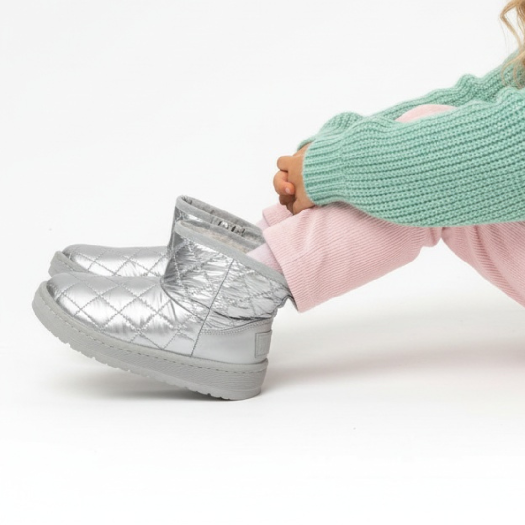 Śniegowce damskie Big Star, cholewka z metalizowanego materiału z pikowanym wzorem i ociepleniem gruba jednolita podeszwa , srebrne, KK374241