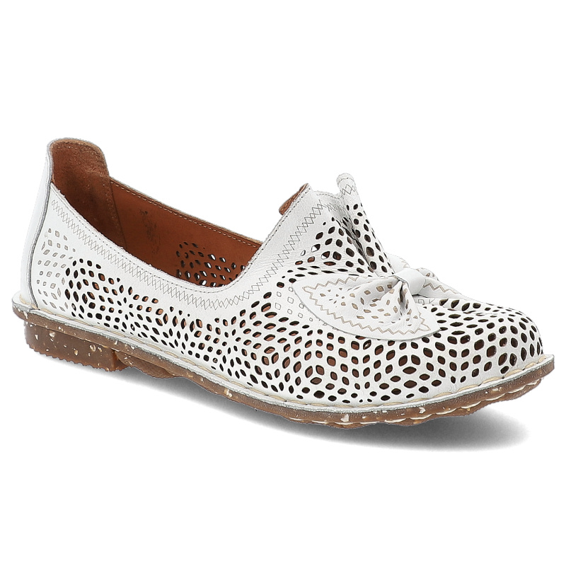 Białe Baleriny Ravini Wygodne Obuwie Damskie Ze Skóry Naturalnej