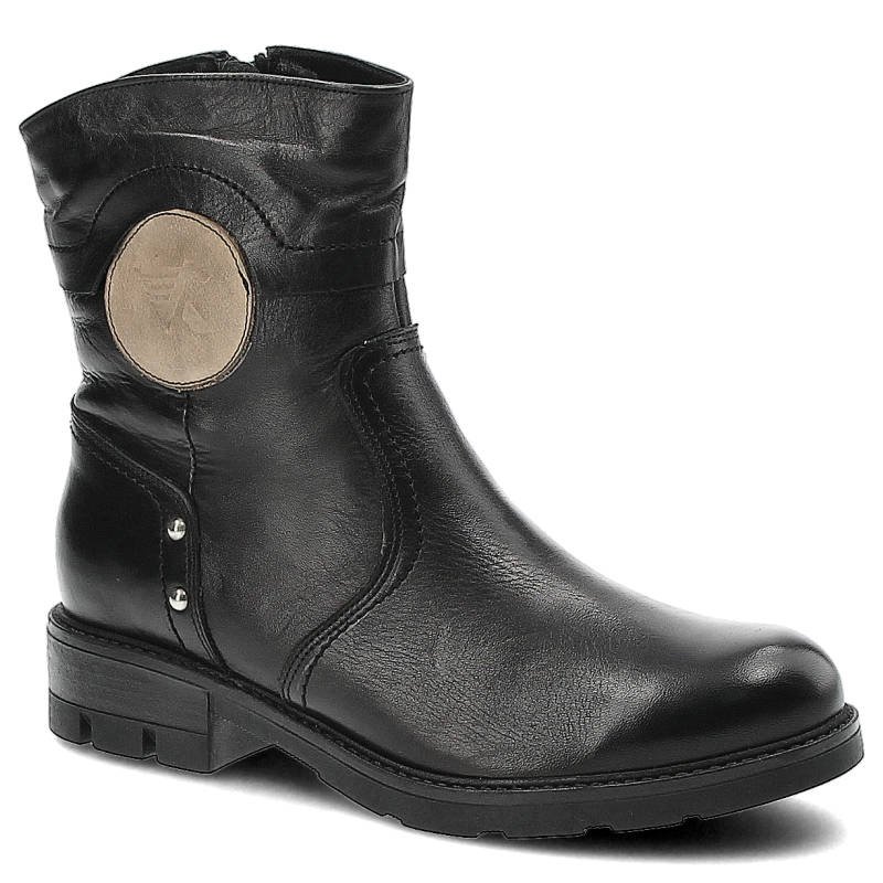 Botki damskie Karino, ocieplane i zapinane na suwak, czarne, 0913-003-M