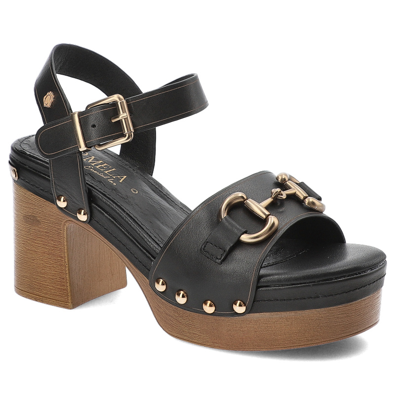 Czarne Sandały Carmela Stylowe Obuwie Damskie Na Obcasie