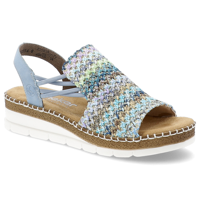 Sandały damskie Rieker, na stabilnej platformie wsuwane z cholewką boho wygodne, kolorowe, V1241-91-Multi