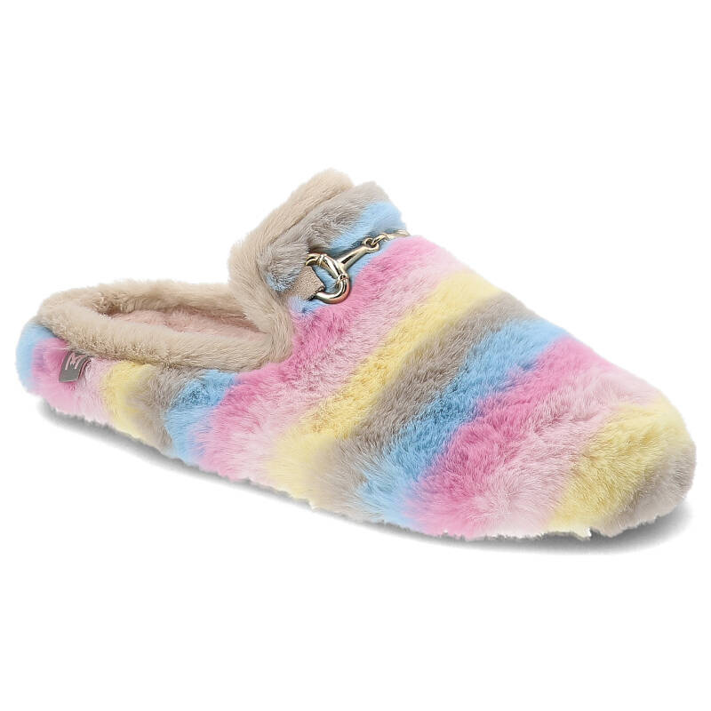 Kolorowe Damskie Kapcie Z Futerkiem