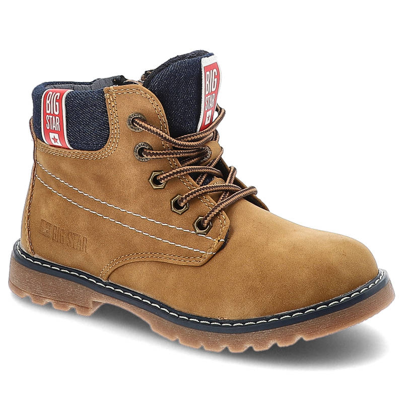 Trzewiki damskie Big Star, cholewka ze skóry ekologicznej z klasycznym sznurowaniem i miękkim kołnierzem, KK374130,