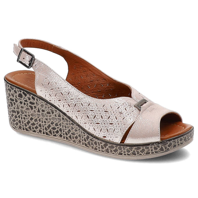 Sandały damskie Lanqier, na stabilnym koturnie i zapinane na sprzączkę, różowe, 44C1065