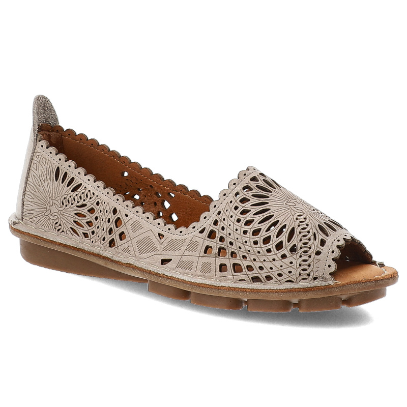 Szare Baleriny Ravini Modne Wsuwane Obuwie Damskie