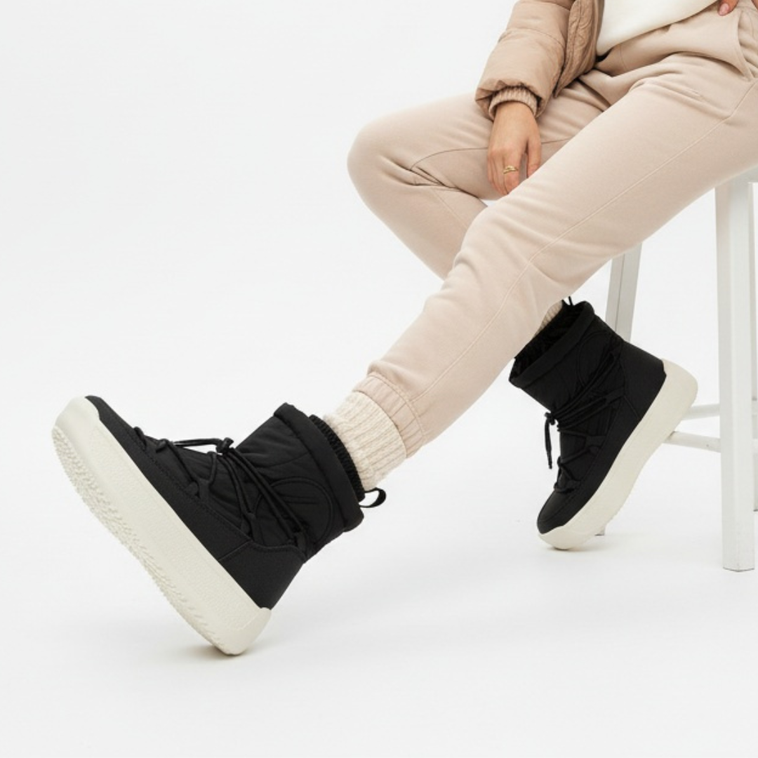 Czarne Śniegowce Filippo Ciepłe Buty Damskie Na Platformie