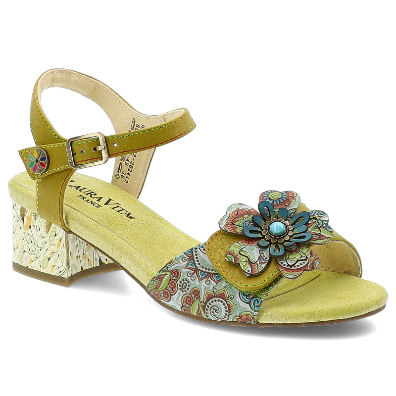 Zielone Sandały Laura Vita Eleganckie Obuwie Damskie