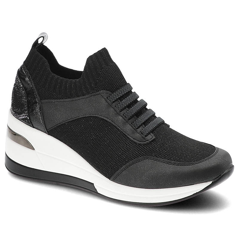 Półbuty damskie Artiker, materiał tekstylny i syntetyczny z elastyczną cholewką typu slip-on sportową konstrukcją, czarny, 50C1201