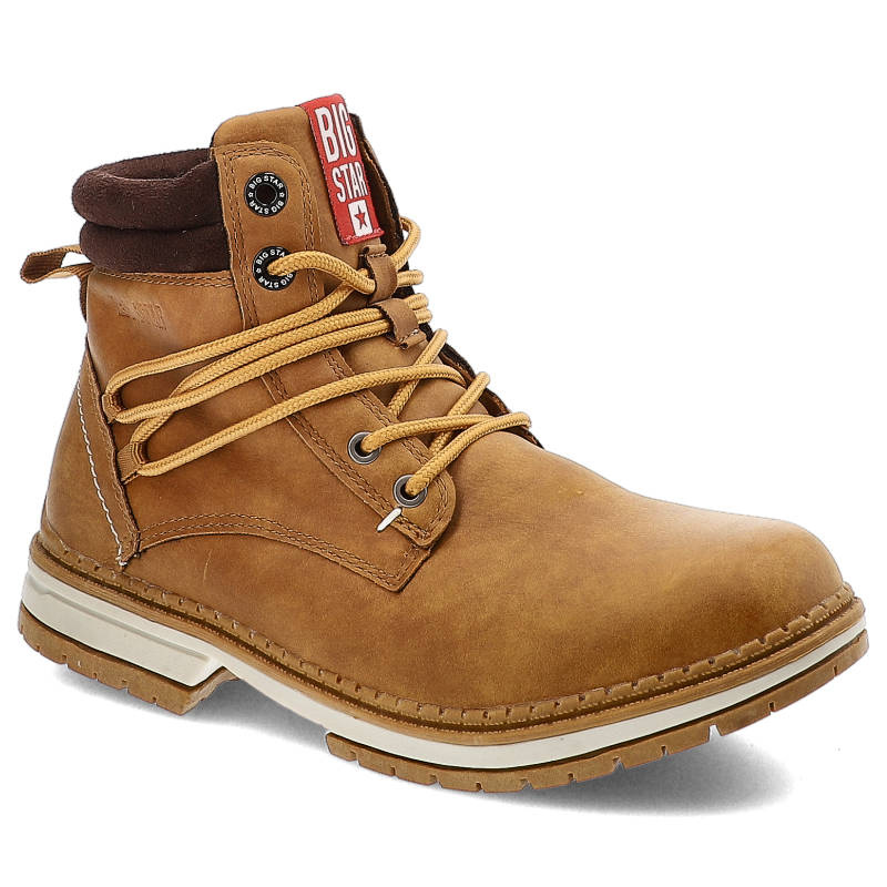 Trapery damskie Big Star, ze skóry ekologicznej na solidnej podeszwie, camel, EE274699