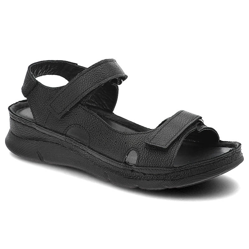 Sandały damskie Kampa, miękka skórzana cholewka regulowane paski na rzep zapewniające dopasowanie, czarne, K192