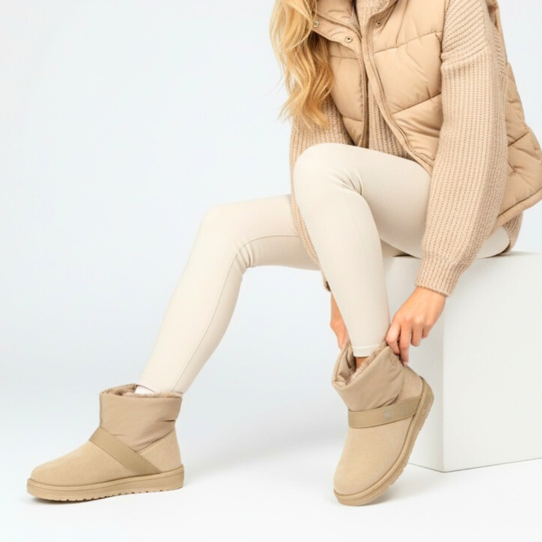 Beżowe Śniegowce Big Star Stylowe Ocieplane Buty Damskie