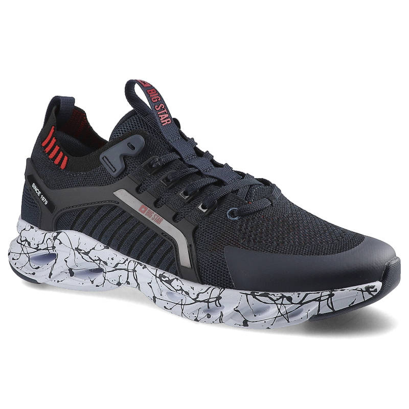 Sneakersy męskie Big Star, z klasycznym sznurowaniem wzmocnionym noskiem oraz masywną podeszwą z kontrastowym wzorem poprawiającym amortyzację, grana