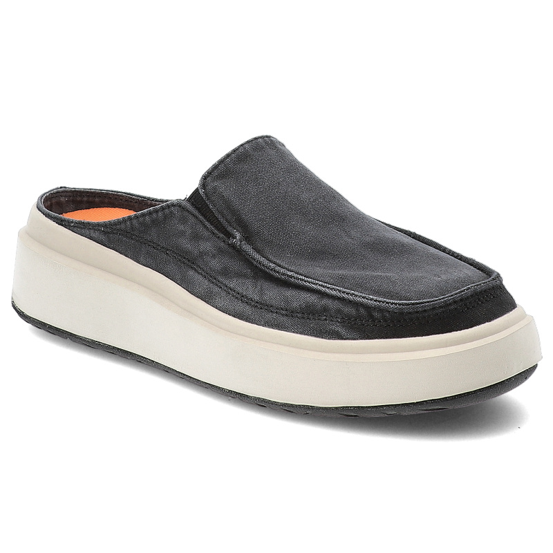 Klapki damskie Jeep, na grubej platformie materiałowe z okrągłym noskiem, czarne, JL51502A-062