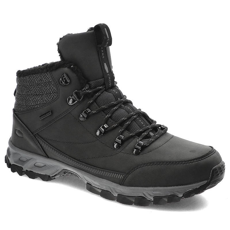 Trekkingi męskie Cross Jeans, z ekoskóry i materiału sznurowane z ociepleniem i wytrzymałą antypoślizgową podeszwą, czarne, KK1R4022C