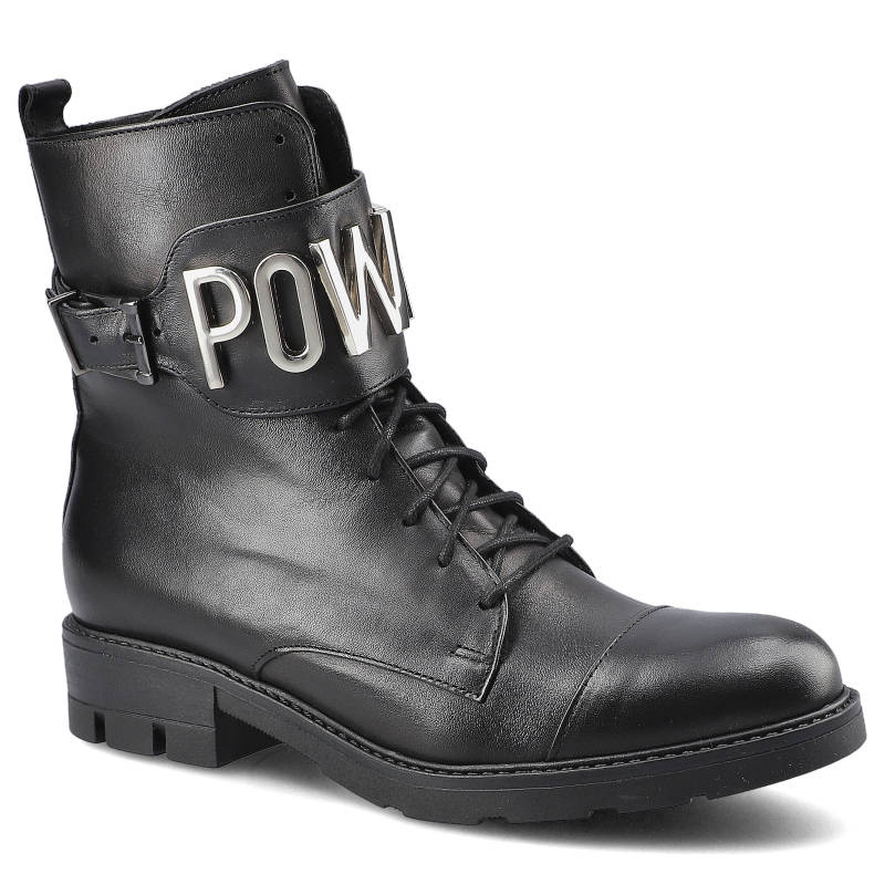 Botki damskie Karino, skórzane i zapinane na suwak, czarne, 2776-076-F