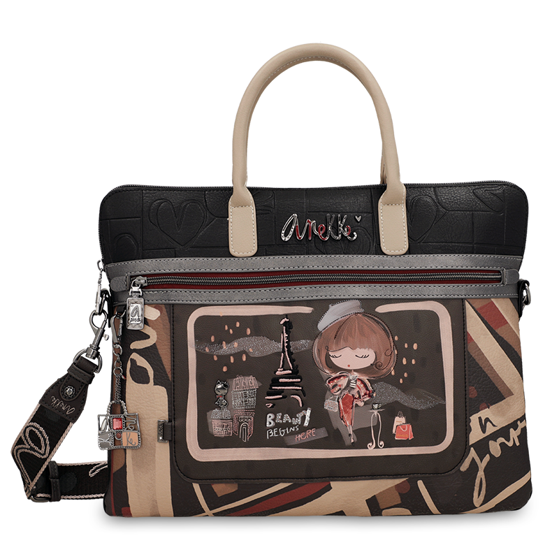 Aktówka damska Anekke, na dokumenty na laptopa na notebooka do ręki i na ramię, brązowa, 41806-110