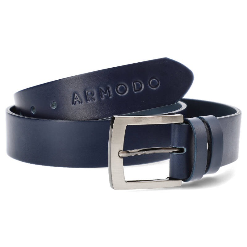 Granatowy Skórzany Pasek Męski Armodo