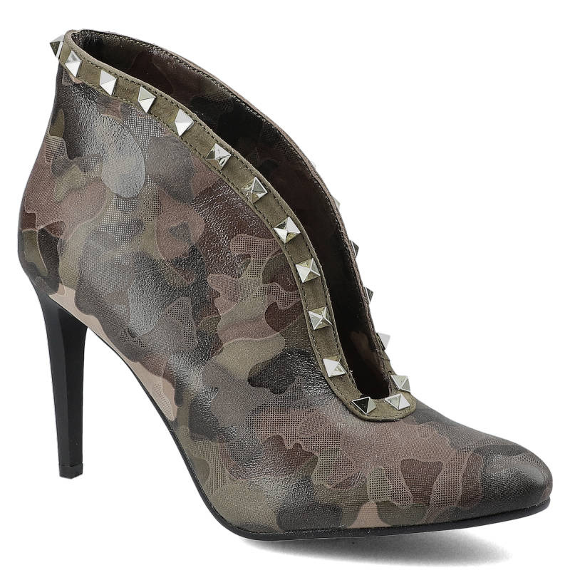 Botki damskie Carinii, wsuwane i na szpilce , moro, B3897_-I69-I43-000-A92