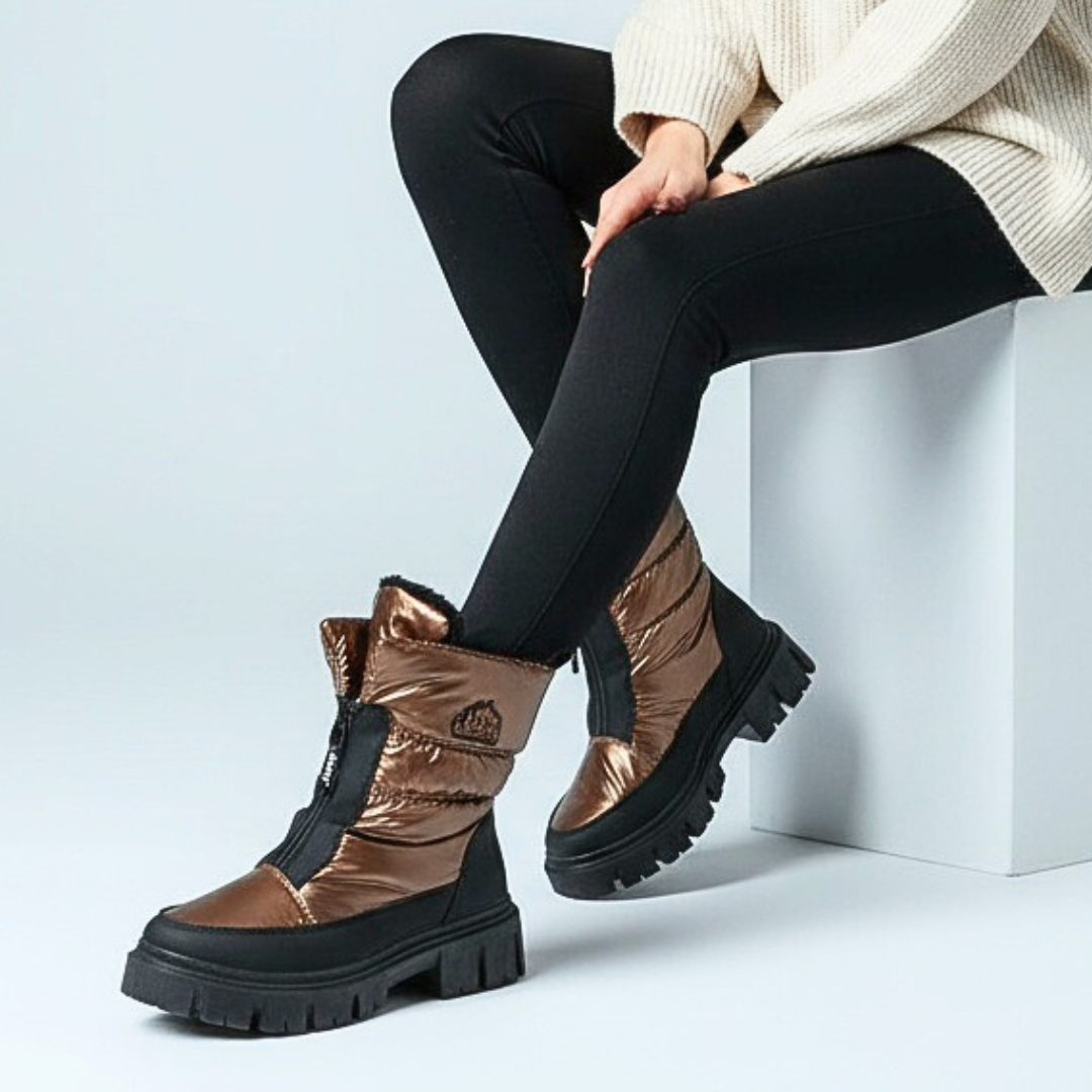 Brązowe Śniegowce Jeep Stylowe Ciepłe Obuwie Damskie