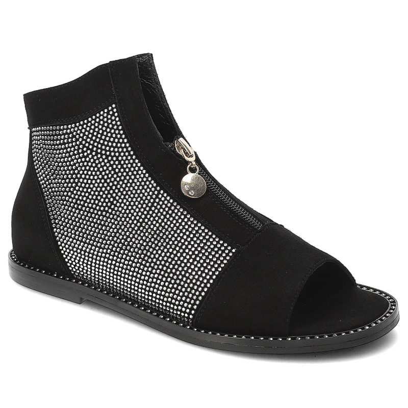 Czarne Sandały Chebello Eleganckie Obuwie Damskie