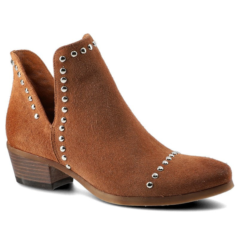 Botki damskie Carinii, zamszowe i na obcasie, rude, B5328_-J50-000-000-D56