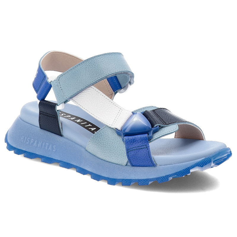 Niebieskie Sandały Hispanitas Stylowe Płaskie Obuwie Damskie