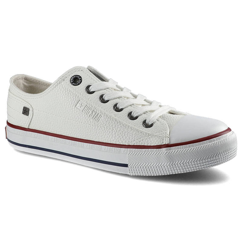 Trampki damskie Big Star, z klasycznym sznurowaniem wzmocnionym noskiem miękką wyściółką oraz gumową podeszwą, białe, II274001