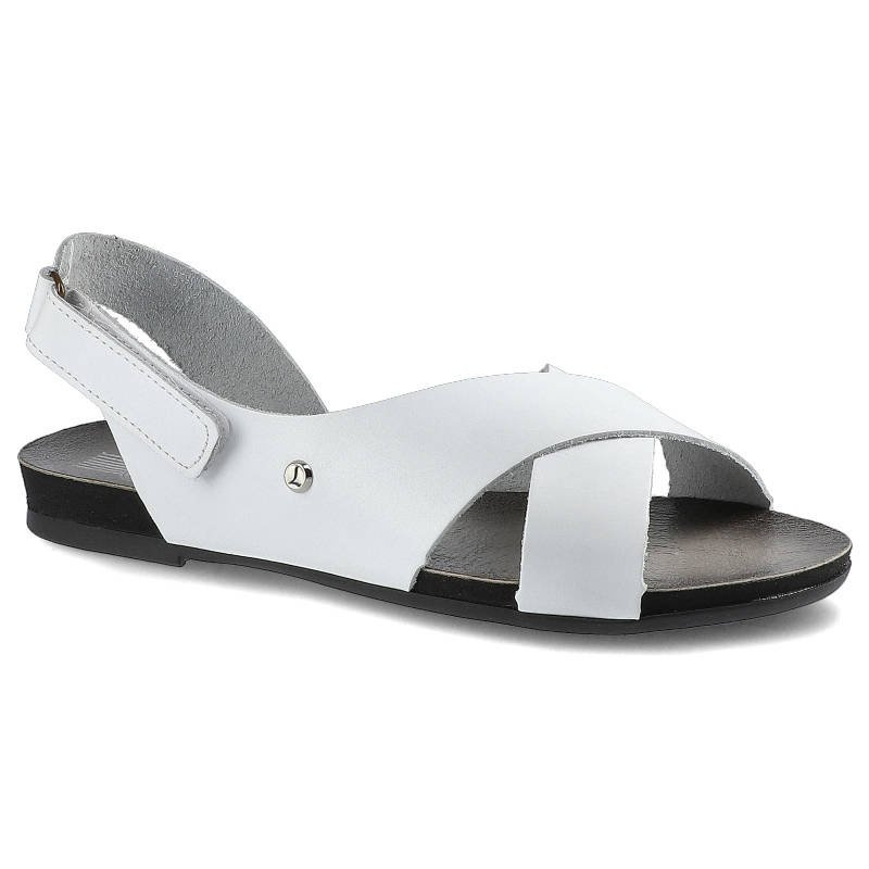 Sandały damskie Lemar, ze skórzanymi krzyżującymi się paskami regulowanym zapięciem na rzep i lekką elastyczną podeszwą, białe, 40141 BF