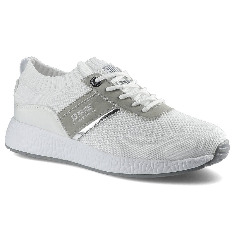 Sneakersy damskie Big Star, materiał tekstylny o siatkowej strukturze z elementami skóry syntetycznej z klasycznym sznurowaniem elastyczną cholewką o