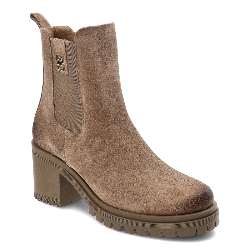 Brązowe Botki Armodo Eleganckie Obuwie Damskie Na Obcasie