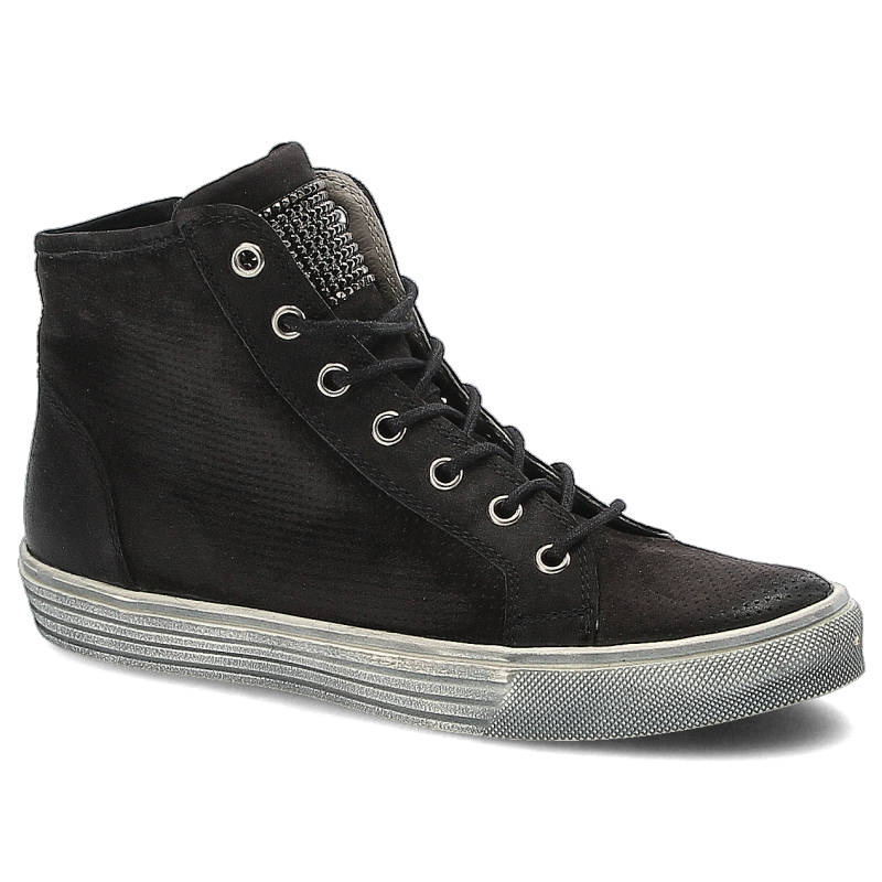 Botki damskie Carinii, wiązany nubuk i na płaskiej podeszwie, czarne, B3132-M_360-000-000-A48