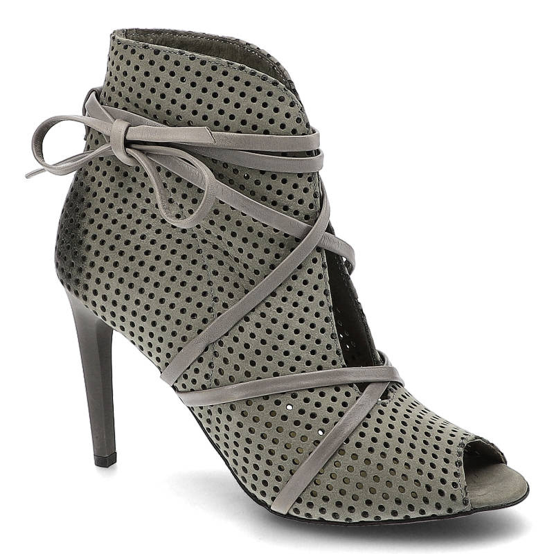 Botki damskie Carinii, ażurowe i na szpilce, szare, B3564M_-399-E84-000-B16