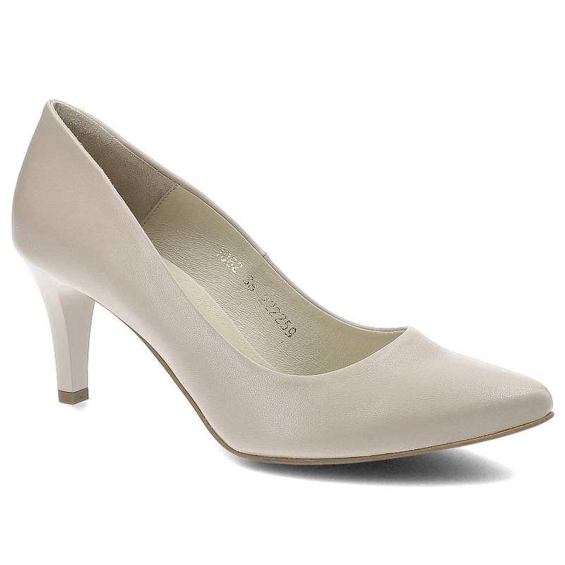 Czółenka damskie Clasicco, cholewka ze skóry naturalnej wnętrze wykończone skórą wkładka skórzana obcas smukły nosek wąski, beżowe, 1062-935