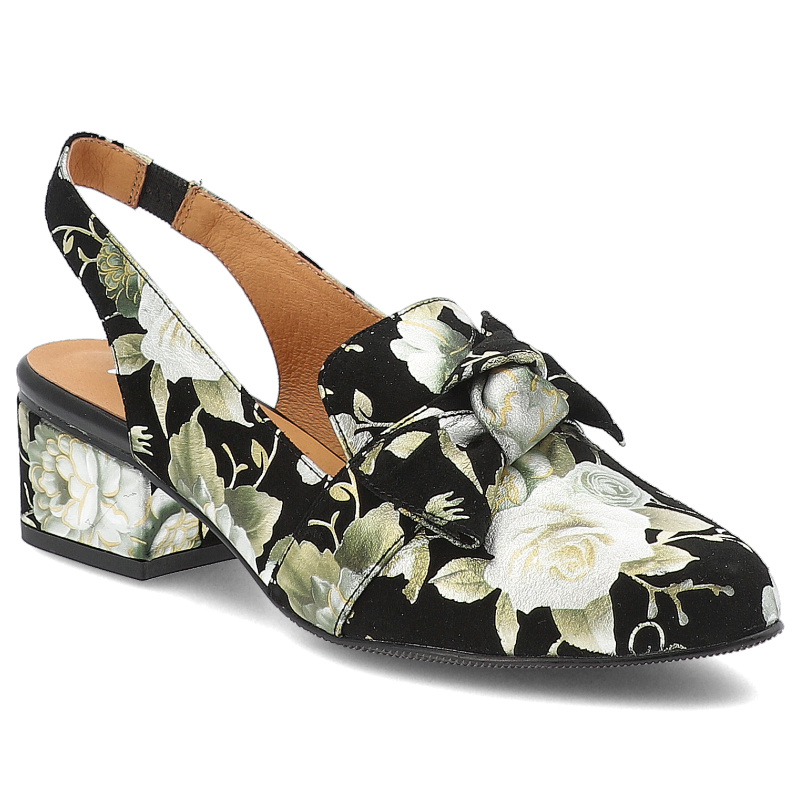 Czarne Sandały W Kwiaty Maciejka Eleganckie Obuwie Damskie