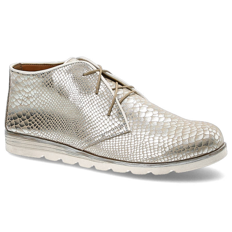 Srebrne Trzewiki La Viano Damskie Botki Płaskie