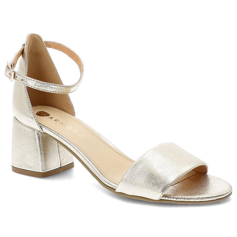 Złote Sandały Armodo Eleganckie Obuwie Damskie Na Obcasie