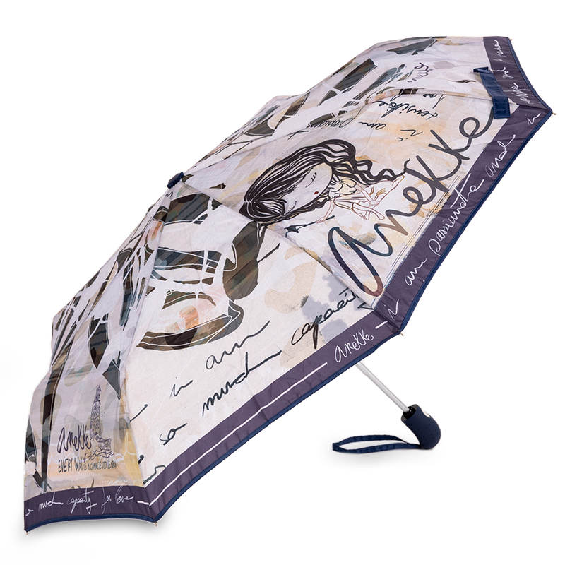 Parasol damski Anekke, w ozdobne motywy z trwałym mechanizmem i wygodną rączką składany, kolorowy, 40483-102