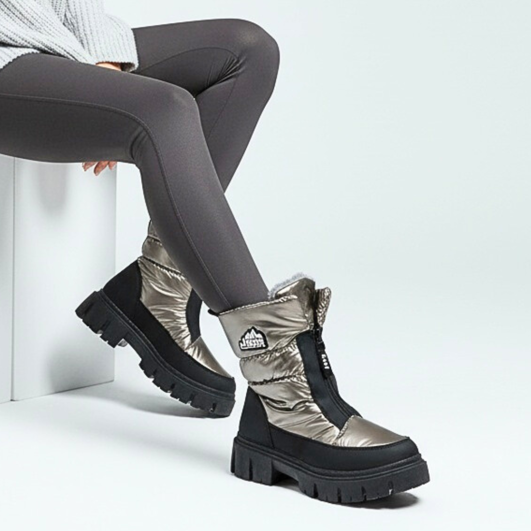 Srebrne Śniegowce Jeep Ocieplane Obuwie Damskie