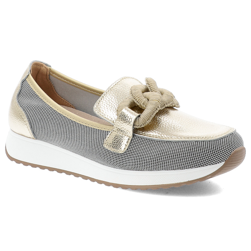 Złote Półbuty S.Barski Eleganckie Wsuwane Obuwie Damskie