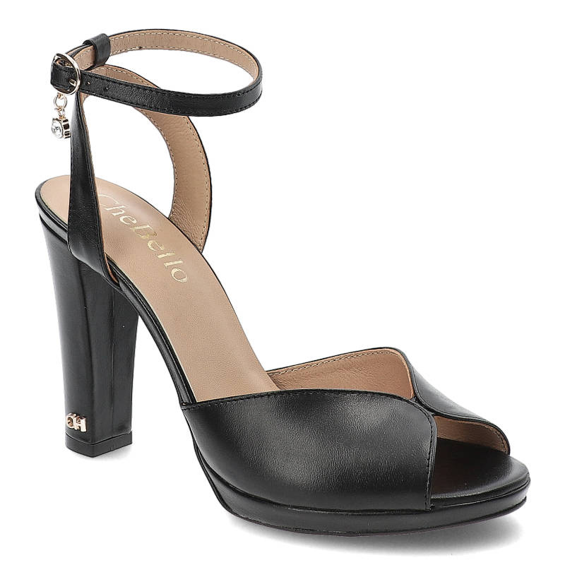 Czarne Sandały Chebello Eleganckie Skórzane Buty