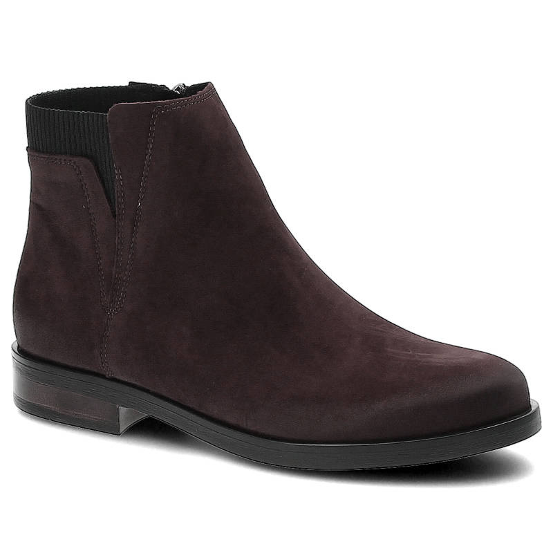 Botki damskie Gamis, brązowy nubuk z suwakiem i na niskim obcasie, bordowe, 3530