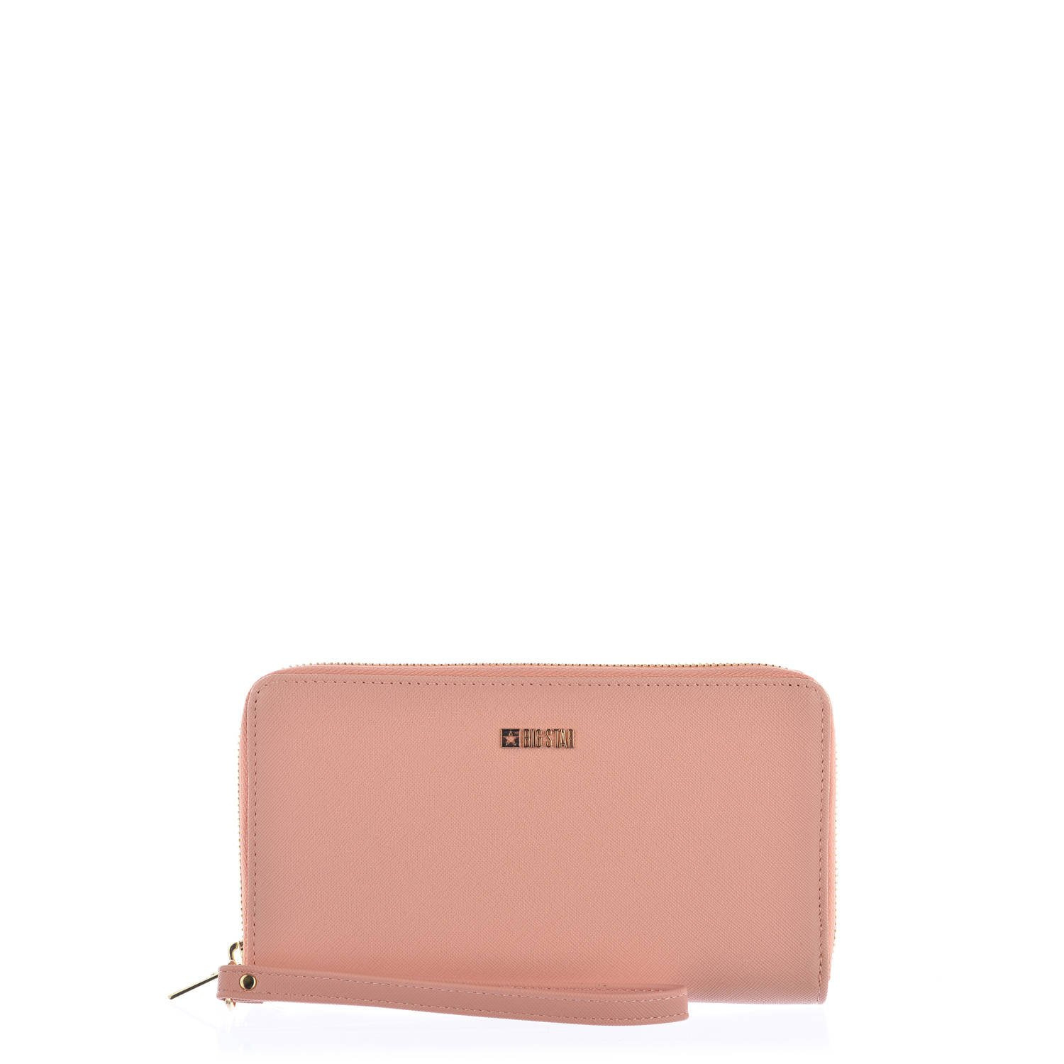 Portfel damski Big Star, z fakturowaną powierzchnią zapinany na zamek z odpinanym paskiem nadgarstkowym i wewnętrzną organizacją na karty i dokumenty