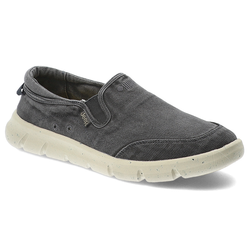 Półbuty męskie Jeep, na platformie materiałowe wsuwane z gumką z okrągłym noskiem, granatowe, JM51001A-016