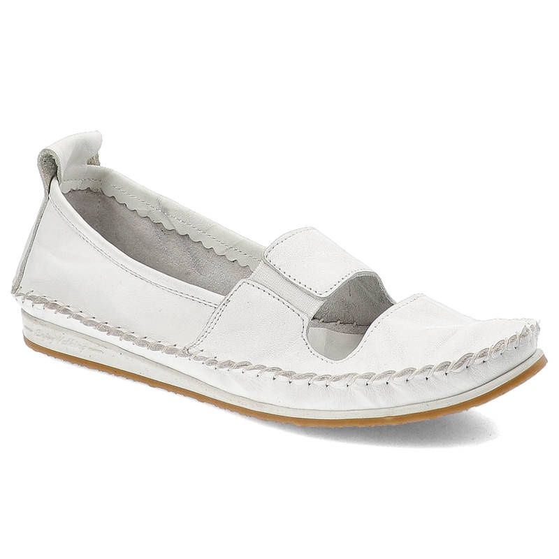 Półbuty damskie Lanqier, skórzane i na płaskiej podeszwie, białe, 38C1246