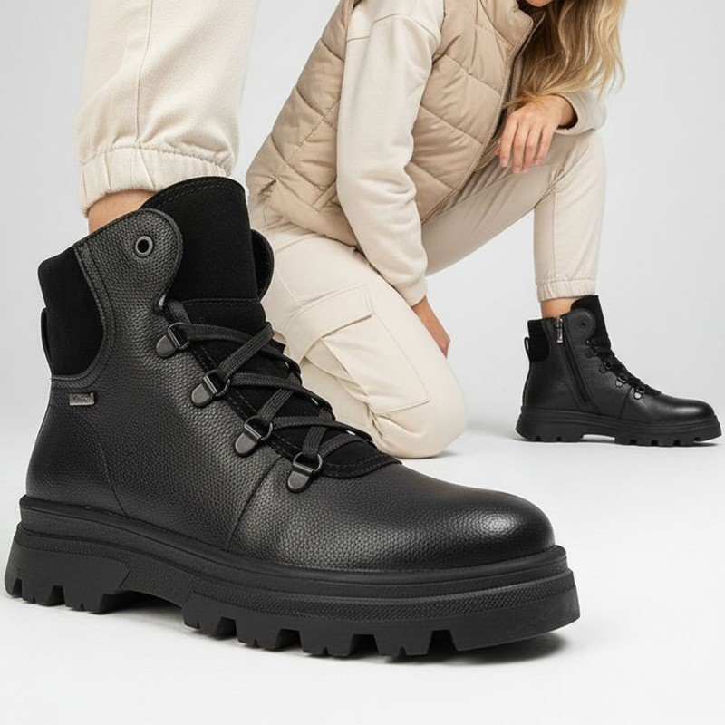 Czarne Botki Armodo Ocieplne Obuwie Damskie