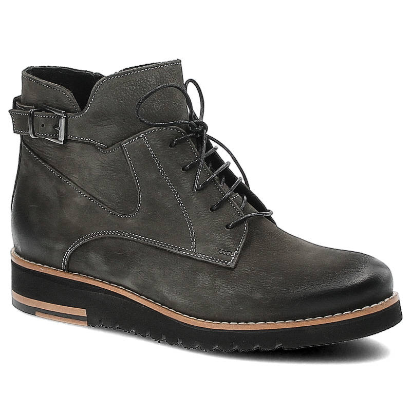 Botki damskie Artiker, skórzane i na stabilnej podeszwie, ciemnoszare, 45C215