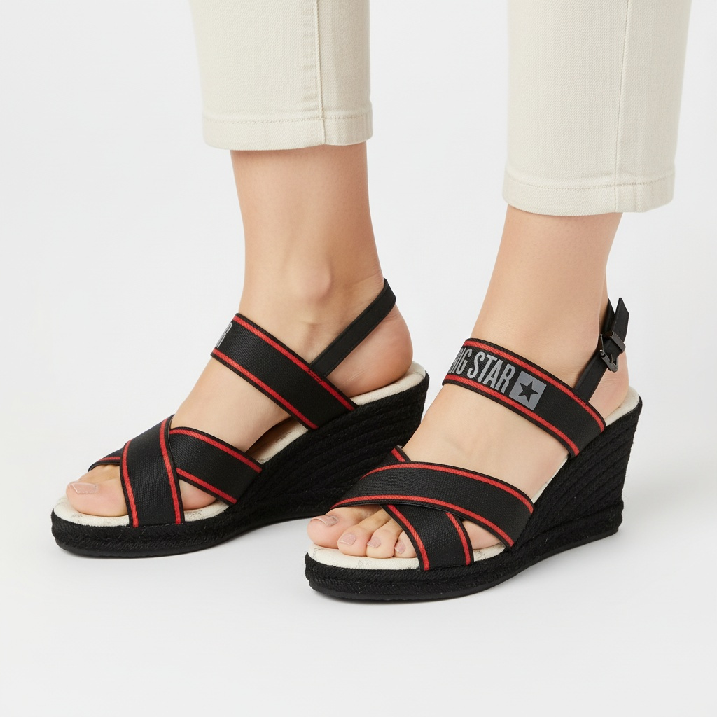 Czarne Sandały Big Star Stylowe Espadryle Damskie