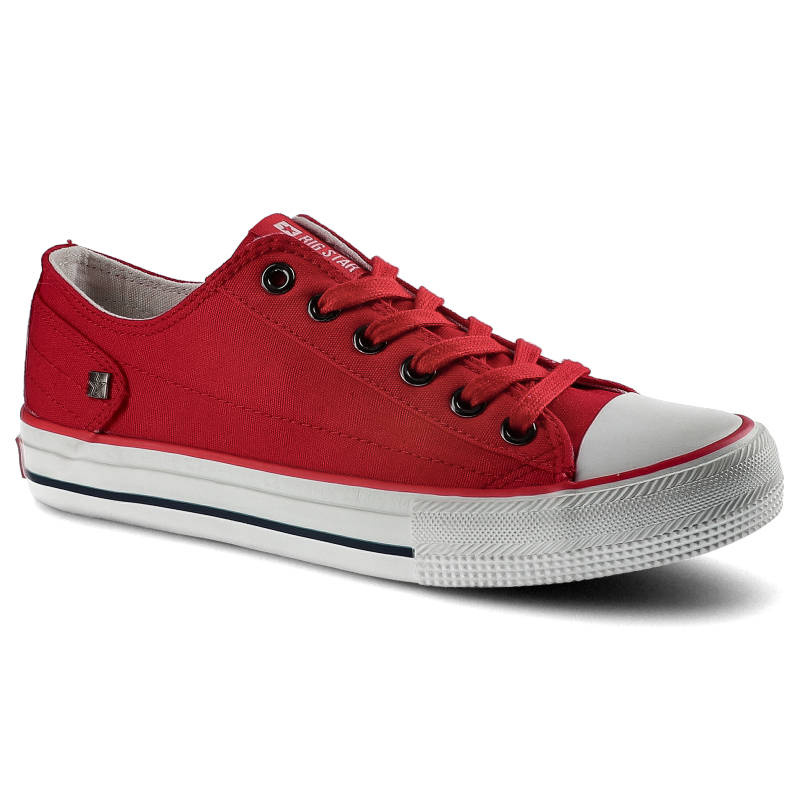 Trampki damskie Big Star, materiałowe i sportowe, czerwone, DD274339FW19