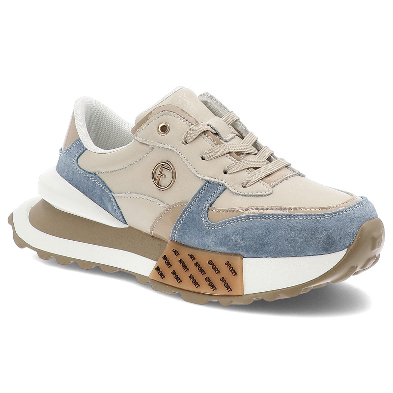 Beżowo-Niebieskie Sneakersy Filippo Stylowe Obuwie Damskie